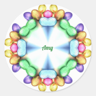 Pegatina Redonda ¡AMY ~ MÁS FÁCIL! Huevos de bonito para dar Pascua