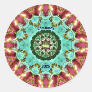 Pegatina Redonda AMY ~ NAVIDADES 2025 ~ ¡WOW! Oro verde rojo