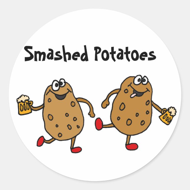 Pegatina Redonda AN- Personalizado de patatas destrozadas (Anverso)