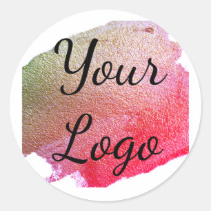 Pegatina Redonda añade tu logotipo sitio web rosa verde dorado simp