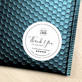 Pegatina Redonda Añadir el logotipo Borde negro Gracias Revisar