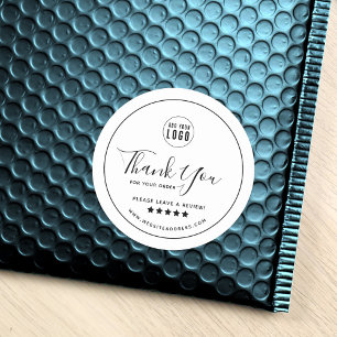 Pegatina Redonda Añadir el logotipo Borde negro Gracias Revisar