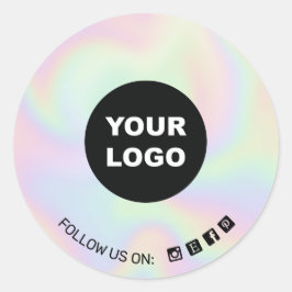 Pegatina Redonda Añadir el logotipo Holograph Social Media Iconos