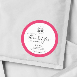 Pegatina Redonda Añadir el logotipo Medios sociales Gracias Borde P