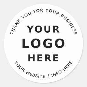 Pegatina Redonda Añadir el logotipo profesional Gracias Minimalista