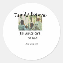 Pegatina Redonda Añadir el nombre de la familia foto año vacaciones