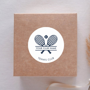Pegatina Redonda Añadir el nombre del club de tenis Oficina Minimal