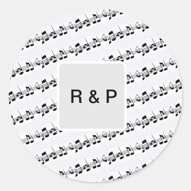 Pegatina Redonda Añadir el nombre pareja notas musicales beats patr (Anverso)