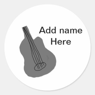 Pegatina Redonda Añadir el nombre texto guitarra acústica marrón ed