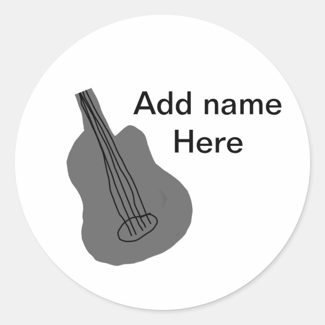 Pegatina Redonda Añadir el nombre texto guitarra acústica marrón ed (Anverso)