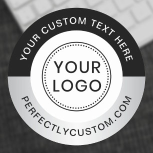 Pegatina Redonda Añadir el texto del logotipo degradado gris claro 