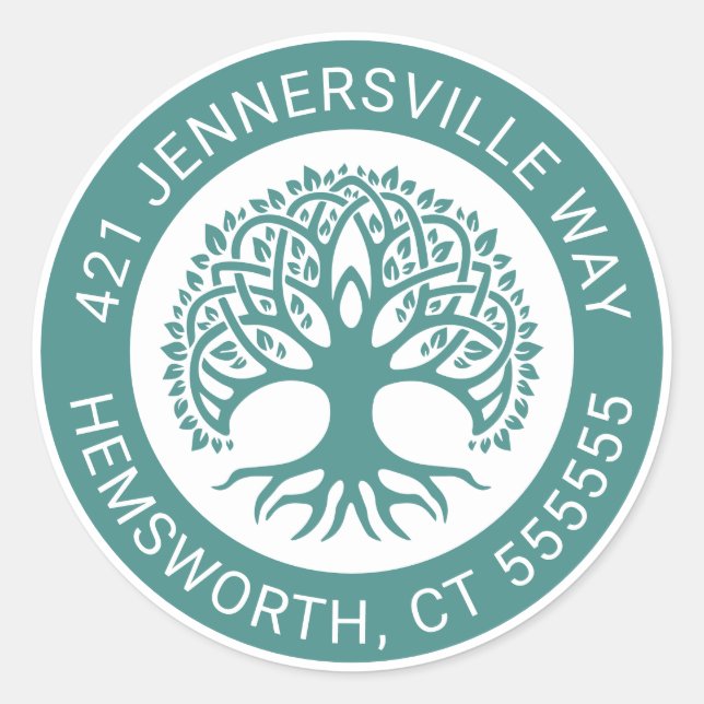 Pegatina Redonda Añadir el texto | Dirección de árbol celta (Anverso)