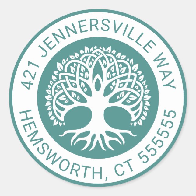 Pegatina Redonda Añadir el texto | Dirección de árbol celta (Anverso)