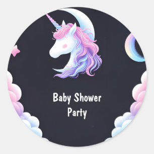 Pegatina Redonda Añadir espacio brillante Royal Pony Unicorn Baby S