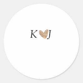 Pegatina Redonda Añadir letra de pareja boda purpurina de corazón d