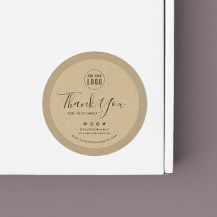 Pegatina Redonda Añadir logotipo en medios sociales Gracias Kraft