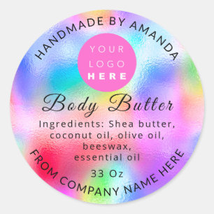 Pegatina Redonda Añadir nombre de logotipo Cuerpo Mantequilla Cosmé