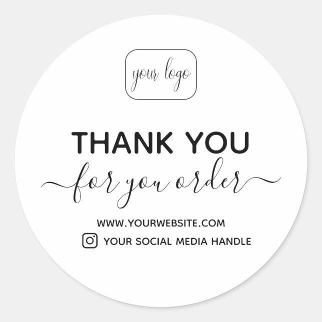 Pegatina Redonda Añadir su logotipo | gracias por su pedido (Anverso)