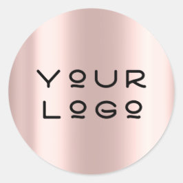 Pegatina Redonda Añadir su logotipo Rosa de minimalismo metálico mo