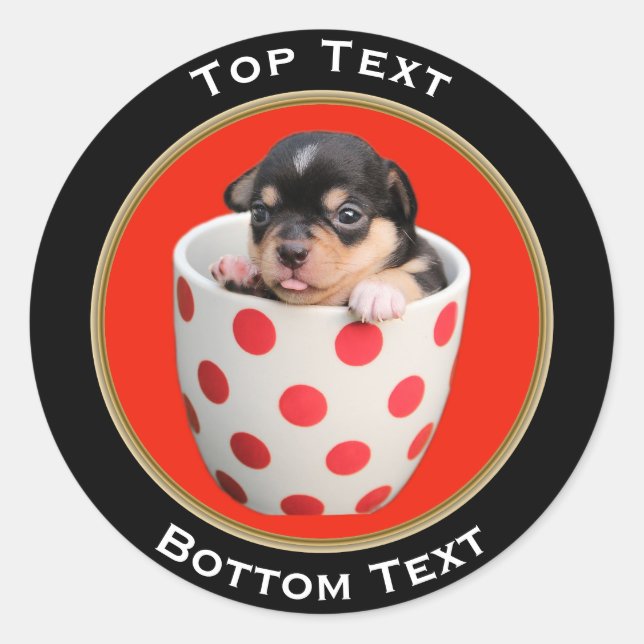 Pegatina Redonda Añadir su Personalizado de fotos y texto (Anverso)