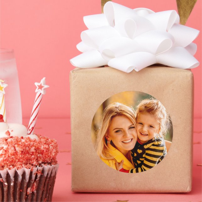 Pegatina Redonda Añadir su propia foto (Fiesta)