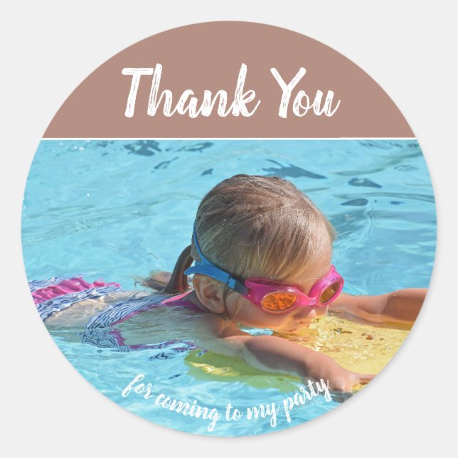 Pegatina Redonda Añadir su propia foto cumpleaños Gracias Pegatinas (Anverso)