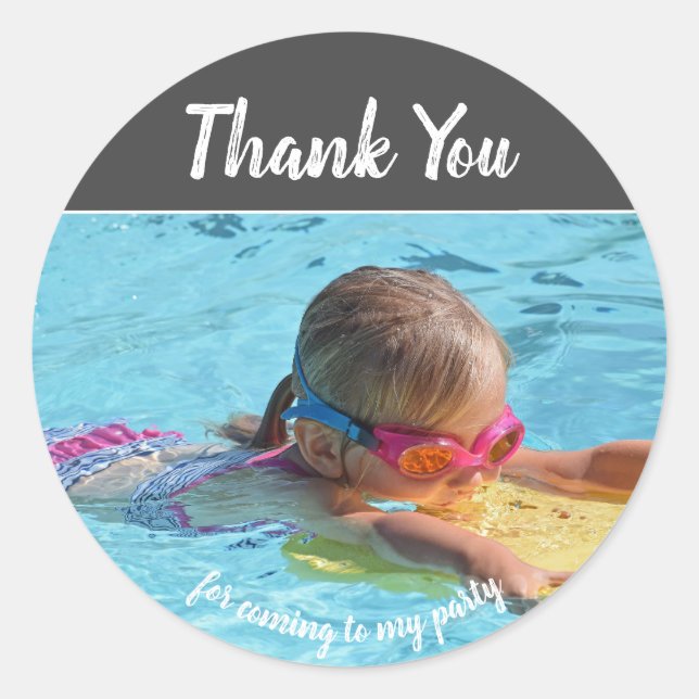 Pegatina Redonda Añadir su propia foto cumpleaños Gracias Pegatinas (Anverso)