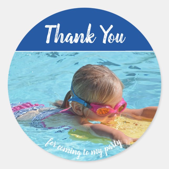 Pegatina Redonda Añadir su propia foto cumpleaños Gracias Pegatinas (Anverso)