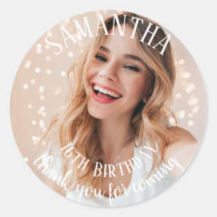 Pegatina Redonda Añadir su propia foto personalizada 16th Birthday