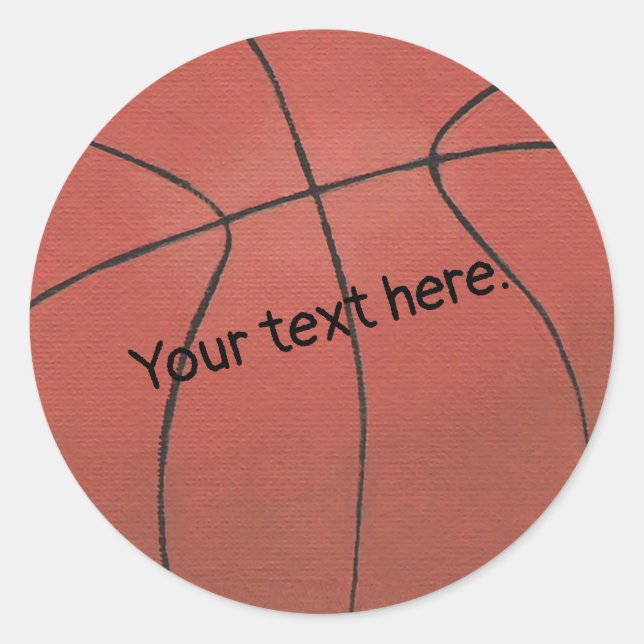 Pegatina Redonda Añadir tu texto aquí Pegatinas de baloncesto (Anverso)