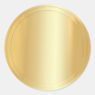 Pegatina Redonda Añadir un texto con aspecto de oro elegante planti