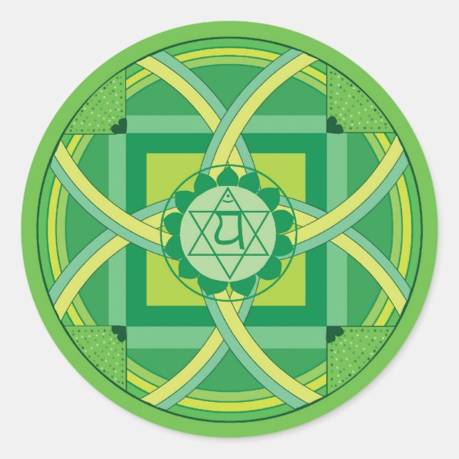 Pegatina Redonda Anahata chakra Mandala (Anverso)