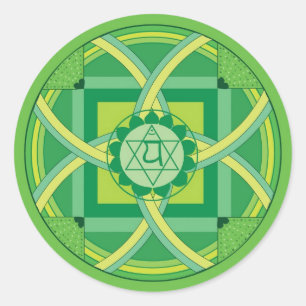 Pegatina Redonda Anahata chakra Mandala