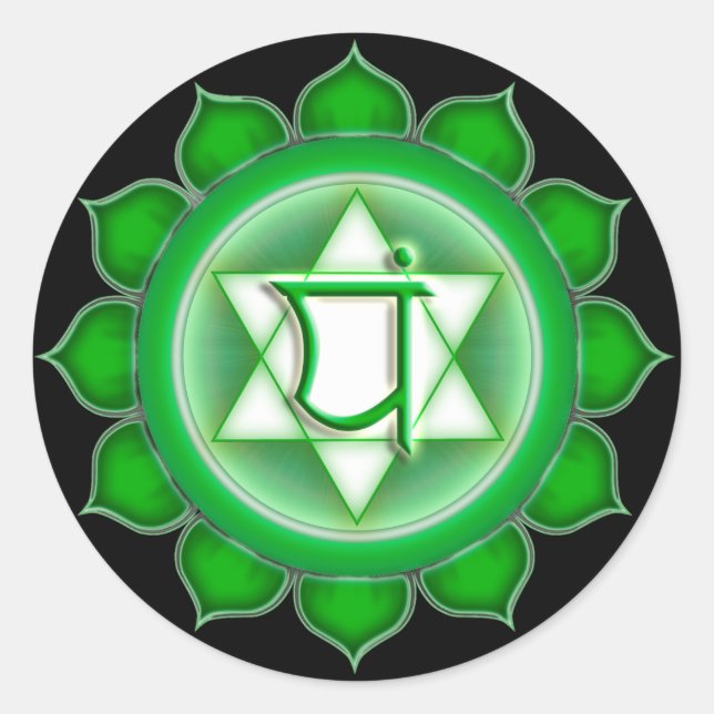 Pegatina Redonda Anahata o Heart the 4th Chakra (Anverso)