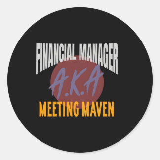 Pegatina Redonda Analista financiero Aka Meeting Maven Work