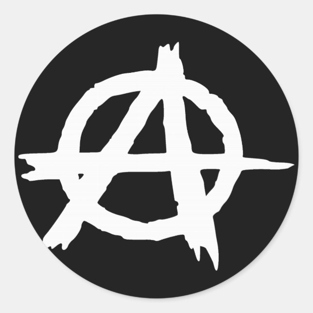 Pegatina Redonda Anarquía negra (Anverso)