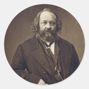 Pegatina Redonda Anarquista ruso de Mikhail Bakunin por Nadar