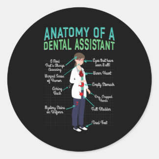 Pegatina Redonda Anatomía De Auxiliar Dental De Higienista Dentista