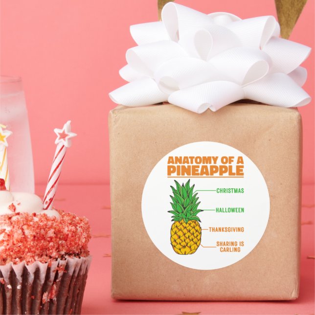 Pegatina Redonda Anatomía De La Familia Guay De Amantes De La Piña (Fiesta)