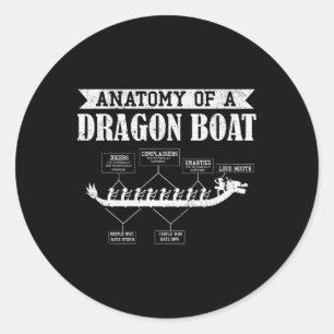 Pegatina Redonda Anatomía de las carreras de barcos dragón entusias