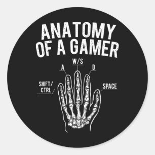 Pegatina Redonda Anatomía De Un Jugador - Juego De Videojuegos Love