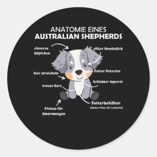 Pegatina Redonda Anatomía De Un Pastor Australiano Dulce Perros