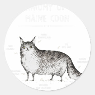 Pegatina Redonda Anatomía De Un Regalo De Humor De Gato De Mono De