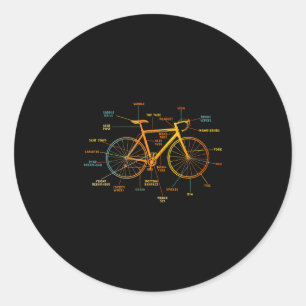 Pegatina Redonda Anatomía de una bicicleta - partes de bicicleta