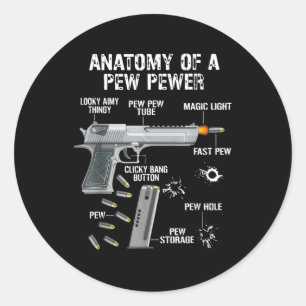 Pegatina Redonda anatomía de una pew pewer