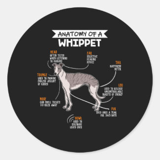 Pegatina Redonda Anatomy Of A Whippet Dog