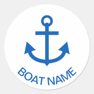 Pegatina Redonda Anchor Blue Personalizado Tu Nombre De Barco