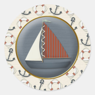 Pegatina Redonda Anchor Sailboat