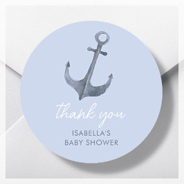 Pegatina Redonda Anchor Sailing Theme Gracias Baby Shower Favor