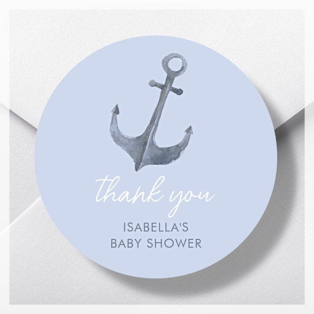 Pegatina Redonda Anchor Sailing Theme Gracias Baby Shower Favor (Subido por el creador)